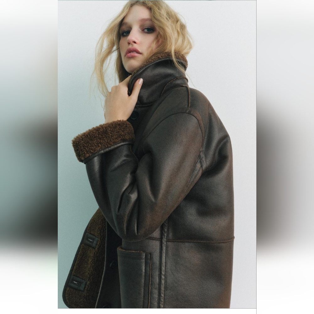 BNWT! Double faced reversible faux leather coat